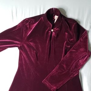 Coldwater Creek Purple Velvet Key Hole Front Long Sleeve Dress. Size Small.